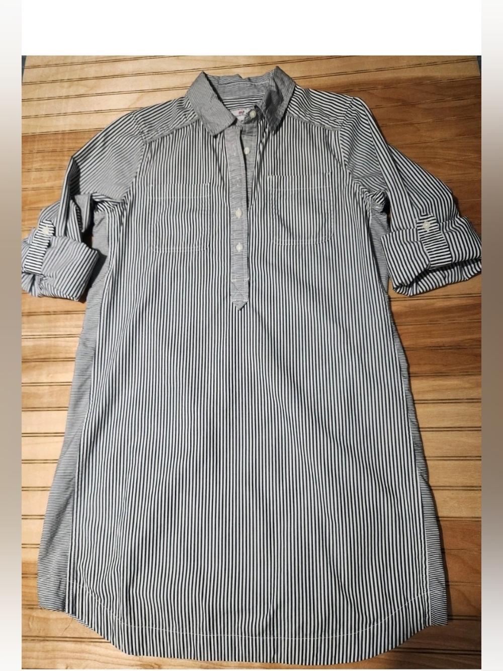 Vineyard Vines Striped Shirt Dress Women's Dark Gray/White Sz 4 Cotton Nautical